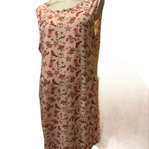 More Minutes Pink Western Patterned Sleeveless Nightgown